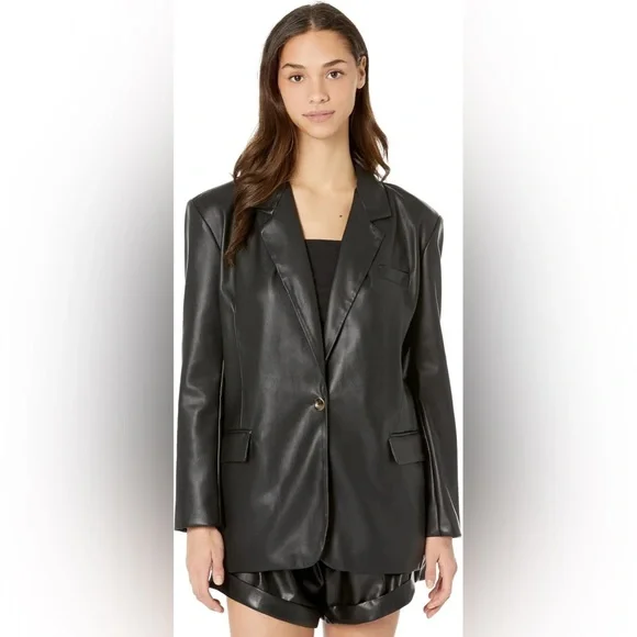 Black Leather Blazer XS - Picture 3 of 9